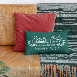 North Pole Trading Company Vintage Christmas Logo Lumbar Cushion