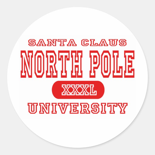North Pole University Classic Round Sticker (Front)