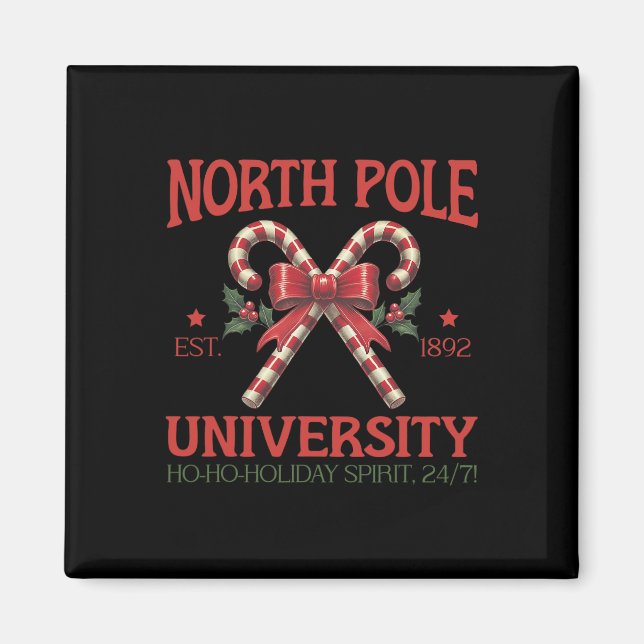 North Pole University Retro Christmas Candy Cane H Magnet (Front)