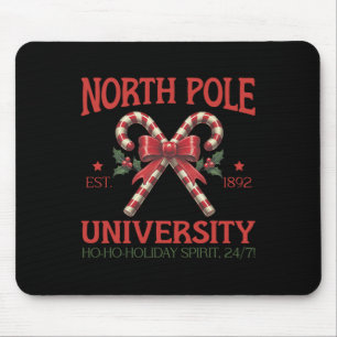 North Pole University Retro Christmas Candy Cane H Mouse Mat