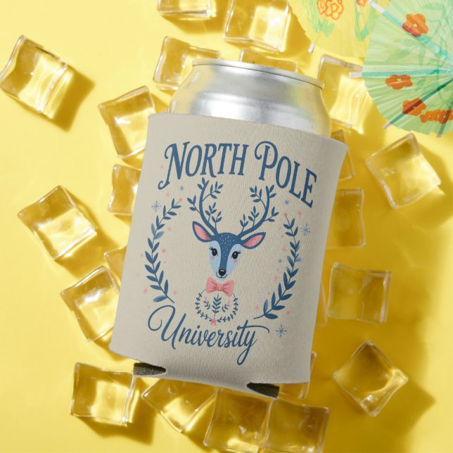 North Pole University Xmas Chinoiserie Reindeer  Can Cooler (In Situ Summer)