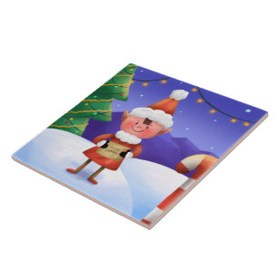 North Pole Wishes Elf Decorative Ceramic Tile