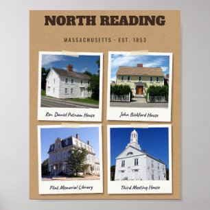 North Reading Massachusetts Landmarks Snapshot Pri Poster