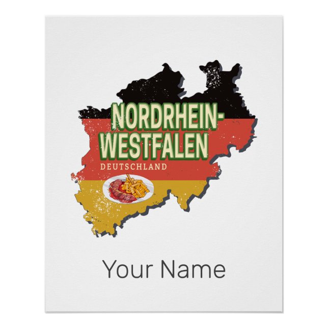 North Rhine Westphalia Germany Retro NRW Souvenir Poster (Front)