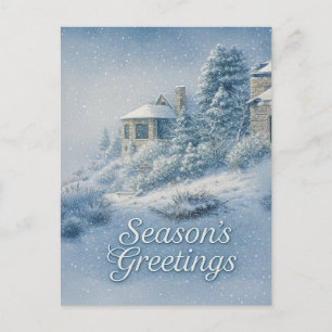 North Rim Lodge Nostalgic Winter Scenery Holiday Postcard