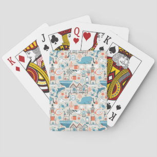 North Sea Cute Doodle Pattern Playing Cards
