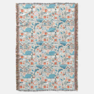 North Sea Cute Doodle Pattern Throw Blanket