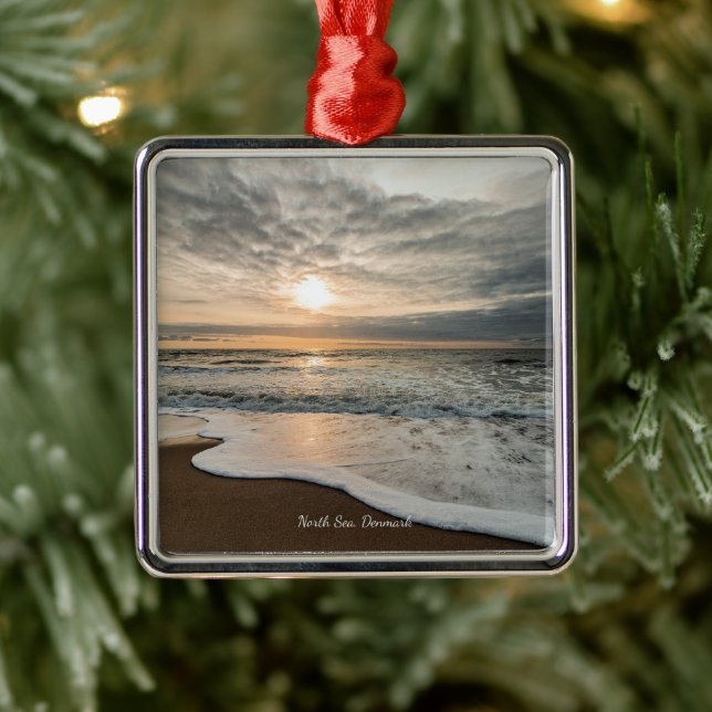 North Sea, Denmark picturesque sunset, Metal Tree Decoration (Tree)