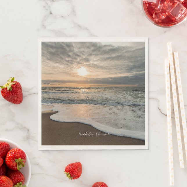 North Sea, Denmark picturesque sunset, Napkin (Insitu)