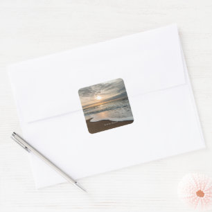 North Sea, Denmark, picturesque sunset, Square Sticker