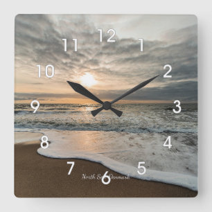 North Sea, Denmark picturesque sunset, Square Wall Clock