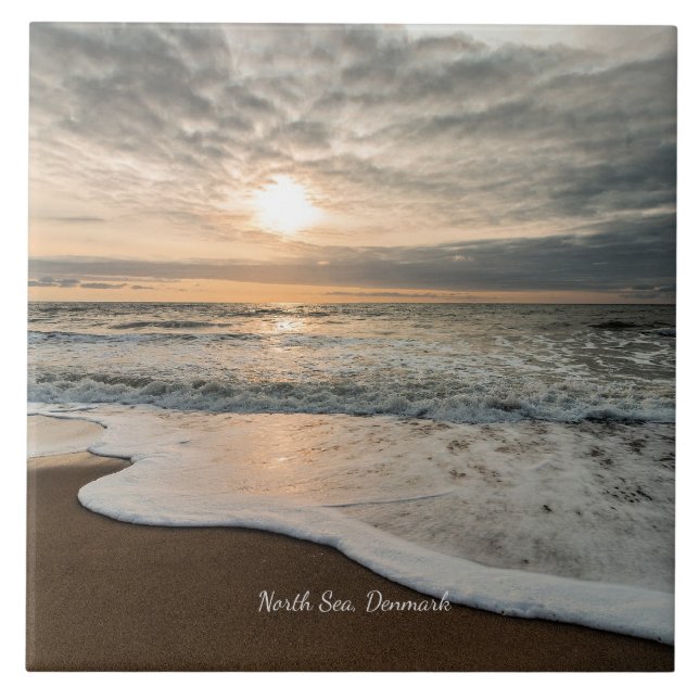 North Sea, Denmark picturesque sunset, Tile (Front)
