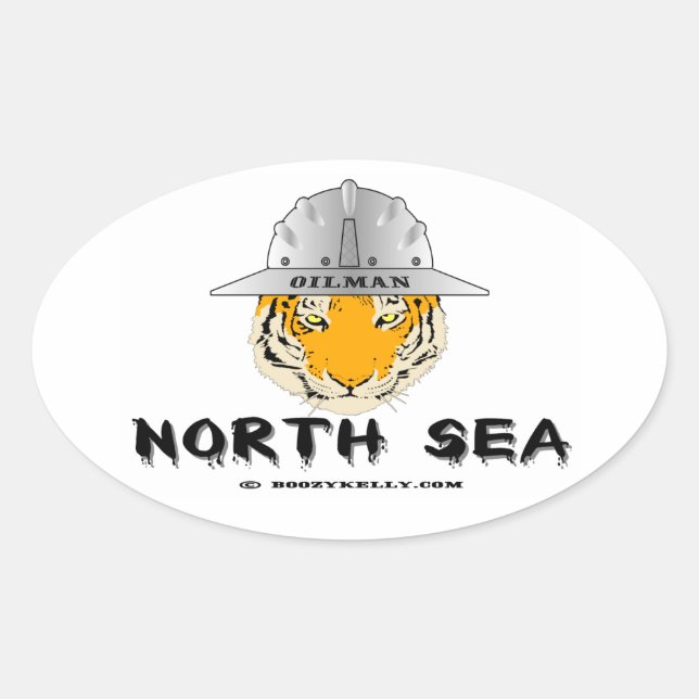 North Sea,Tiger,Offshore,Oilman,Oil,Gas,Rigs Oval Sticker (Front)