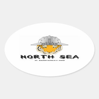 North Sea,Tiger,Offshore,Oilman,Oil,Gas,Rigs Oval Sticker