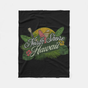 North Shore Hawaii Beach Surf Summer Vacation Vint Fleece Blanket