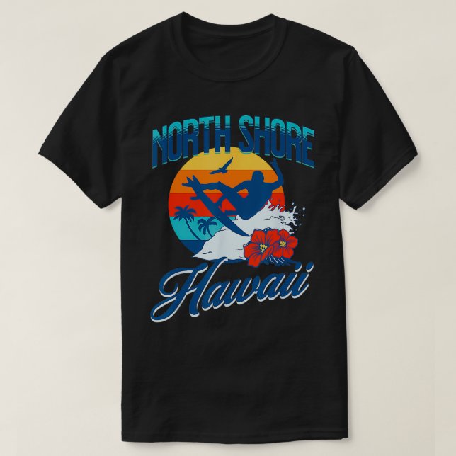 North Shore Hawaii Beach Surf Summer Vacation Vint T-Shirt (Design Front)