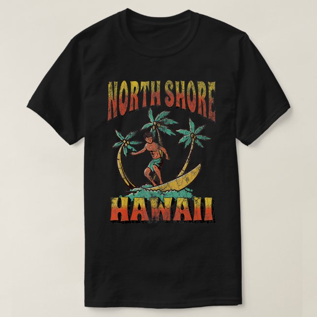 North Shore Hawaii Beach Surf Summer Vacation Vint T-Shirt (Design Front)