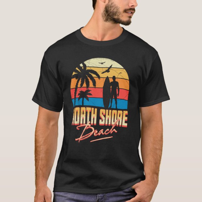 North Shore Hawaii Beach Surfing Summer Vacation T-Shirt (Front)