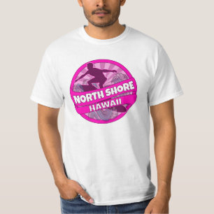 North Shore Hawaii pink surfer logo shirt