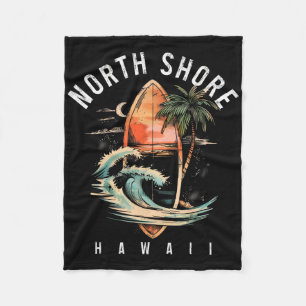 North Shore Hawaii Surf Board Oahu Haleiwa Surfing Fleece Blanket