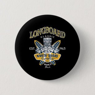 North Shore Hawaii Surfing Team Tee Longboard Clic 6 Cm Round Badge