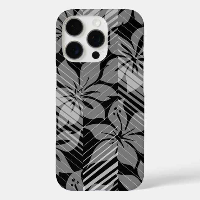 North Shore Hawaiian Hibiscus Stripes Grey Case-Mate iPhone Case (Back)