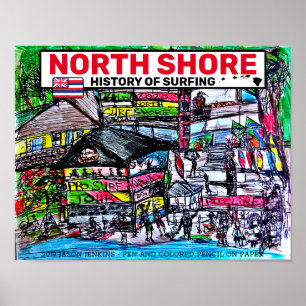 NORTH SHORE HISTORY OF SURFING PIPELINE POSTER