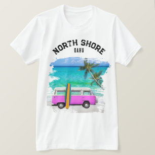 North Shore Oahu Hawaii Pink Vintage Van T-Shirt