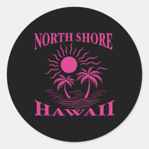 North Shore Oahu Hawaii Souvenir Surfing Hawaiian Classic Round Sticker