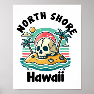 North Shore Oahu Hawaii Souvenir Surfing Hawaiian Poster