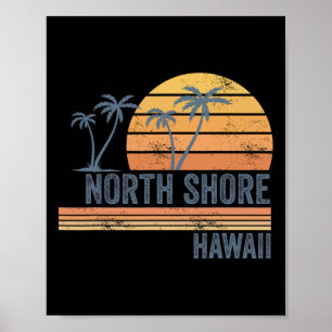 North Shore Oahu Hawaii Souvenir Surfing Hawaiian Poster