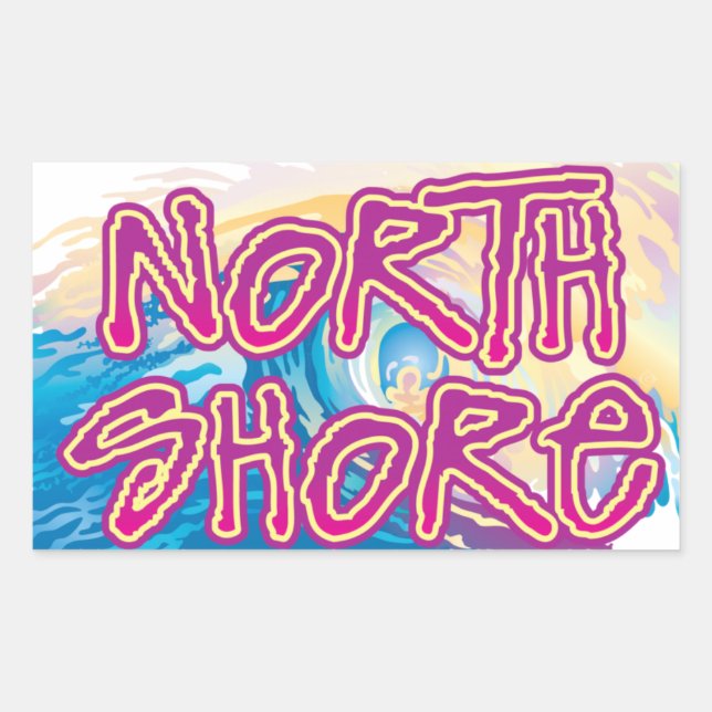 North Shore Waves Rectangular Sticker (Front)
