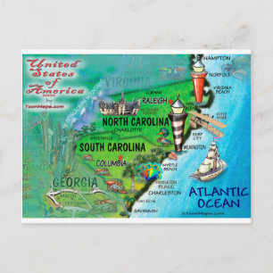 North South Carolina USA Card