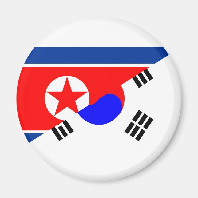 north south korea half flag country symbol magnet (Front)
