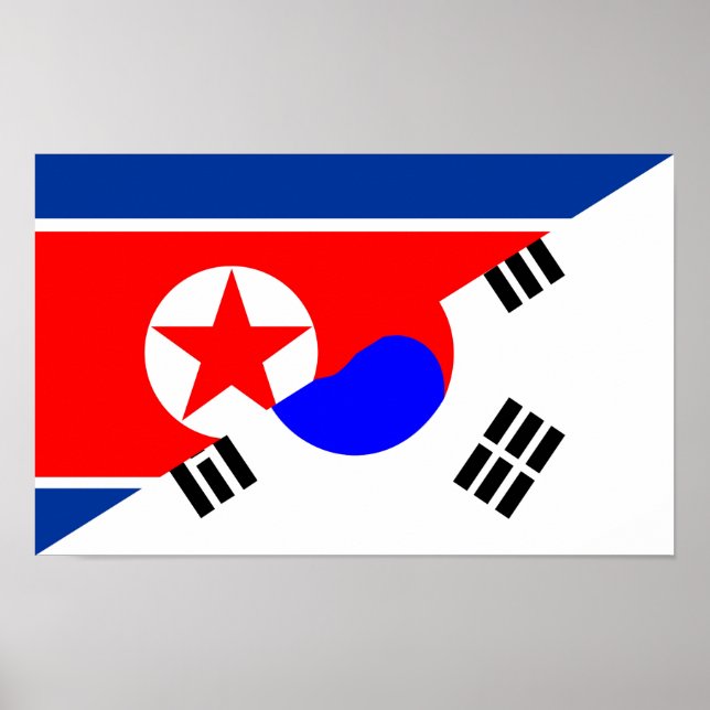 north south korea half flag country symbol poster (Front)