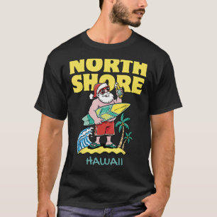 NORTH SSHORE HAWAII Santa Christmas Surfing T-Shirt
