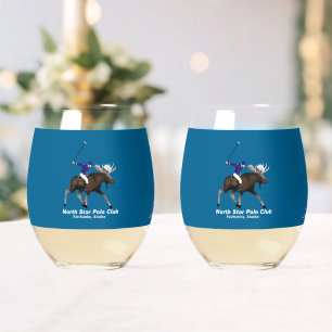 North Star Polo Club Stemless Wine Glass