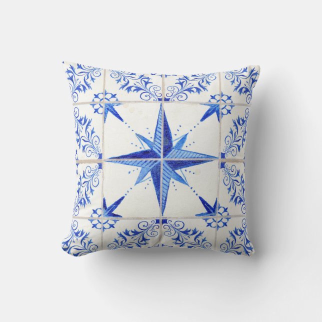 North Star Watercolor Rustic Modern Farmhouse Tile Cushion (Front)