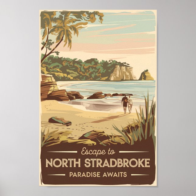 North Stradbroke Island Australia Illustration Poster (Front)