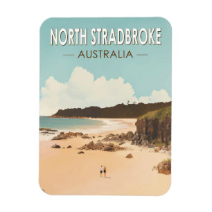 North Stradbroke Island Australia Travel Art Retro Magnet