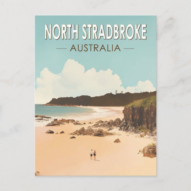 North Stradbroke Island Australia Travel Art Retro Postcard (Front)