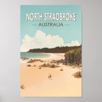 North Stradbroke Island Australia Travel Art Retro