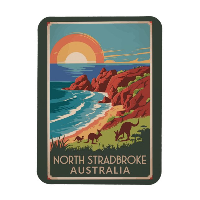 North Stradbroke Island Kangaroos Illustration Magnet (Vertical)