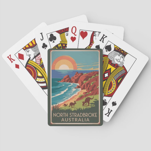North Stradbroke Island Kangaroos Illustration Playing Cards (Back)