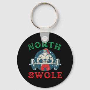North Swole Funny Muscle Santa Christmas Bodybuild Key Ring