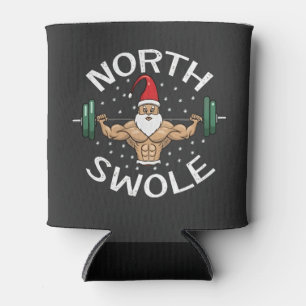 North Swole Funny Muscle Santa Christmas Fitness Can Cooler