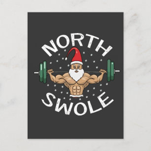 North Swole Funny Muscle Santa Christmas Fitness Holiday Postcard