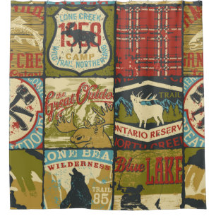 North territories adventure sign and symbol patchw shower curtain