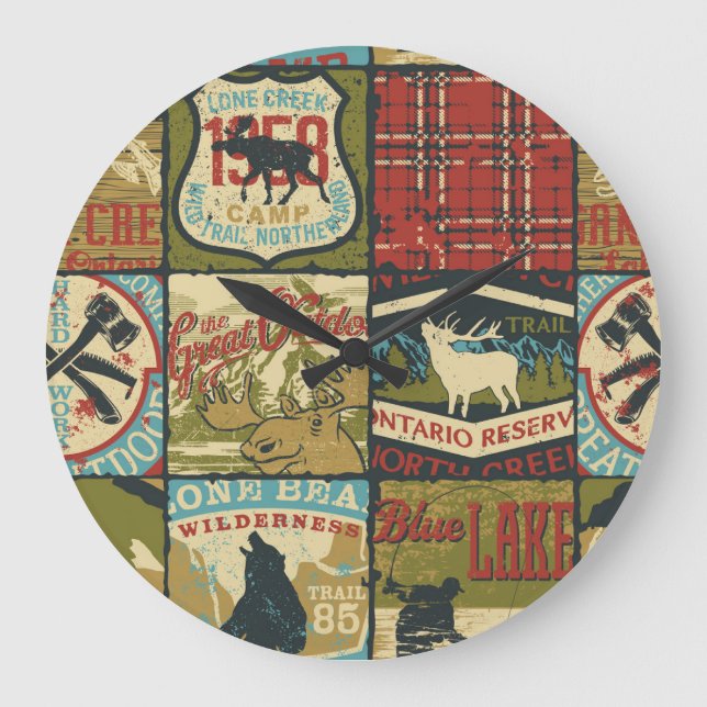 North Territories Adventure: Symbolic Patchwork Large Clock (Front)