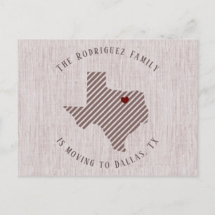 North Texas Rose Linen and Heart Texas Moving Announcement Postcard